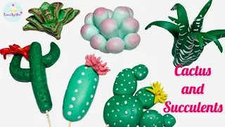 How To Make Cactus and Succulents Cake Topper Tutorial - Fondant Cake Decorating For Beginners