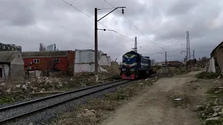 Руины Бакинского Шанхая и Тепловоз ТЭМ2-2729 / Baku, Azerbaijan railways,diesel locomotive TEM2-2729