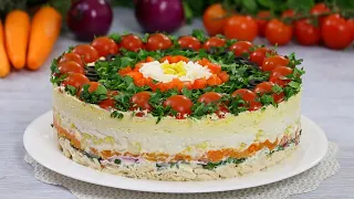 Слоёный Салат «ЗАСТОЛЬНЫЙ ГОСТЬ» — Простой, но Потрясающе вкусный салат на праздничный стол!