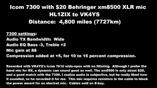 Icom 7300 with Behringer xm8500 microphone for ham radio, recorded by Icom 7610