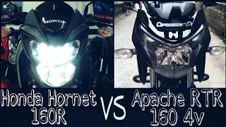 Honda Hornet 160R vs TVS Apache RTR 160 4V (2018) comparison in hindi|| most detailing review||