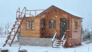 Winter Camp in a Wooden House - Snowstorm