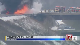 Fiery crash closes stretch of I-73, I-85 in Greensboro for hours