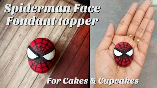 Spiderman face edible fondant topper tutorial|How to make spiderman face topper|spiderman face|Ep:99