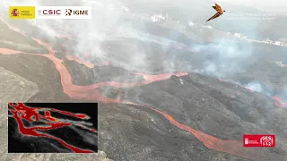 14/10/21 Registro térmico/visual de los cauces lávicos. Erupción La Palma. IGME-CSIC