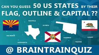 50 US States by Flag, Outline & Capital QUIZ