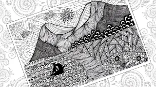 ZENTANGLE PAISAJE para restablecer la energía / ZENTANGLE LANDSCAPE to restore energy