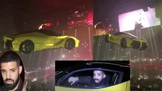 $7,000,000 💵Yellow La Ferrari flying over people at drakes concert