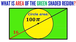 Can you find the area of the Green shaded region? | Circle and rectangle | #math #maths #geometry