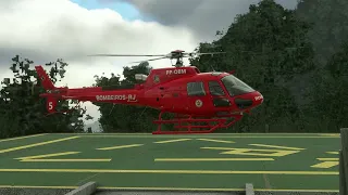 Pouso do Helicóptero dos bombeiros no heliponto Dona Marta