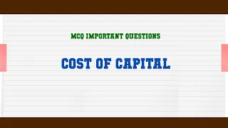 Cost of Capital MCQ Questions