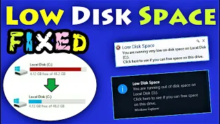 Low Disk Space Windows 10  8  7 Fixed - Best | How to fix Low Disk Space | Not Enough Space