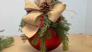 Use an oversized ornament to create a lovely hanging holiday decoration!