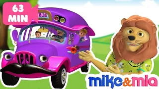 Wheels on the Bus | Purple Bus Song | Nursery Rhymes Collection | Kids Songs by Mike and Mia