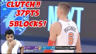 KRISTAPS PORZINGS CLUTCH AGAINST THE LAKERS !!  37PTS 11REBS 5BLKS! LAKERS VS KNICKS HIGHLIGHTS