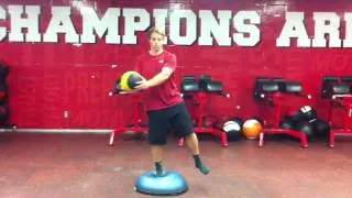 BOSU Single-Leg Balance w/ Med Ball Rotation