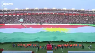 Kurdistan  Biggest Flag in Zakho Football Stadium  اكبرعلم  كوردستان في ملعب زاخو الدولي