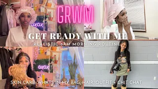 GRWM! REALISTIC 6AM HIGH SCHOOL MORNING ROUTINE| skin care, chit chat, outfit, makeup + more, 2023