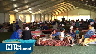 Morocco earthquake survivors shelter in football stadium