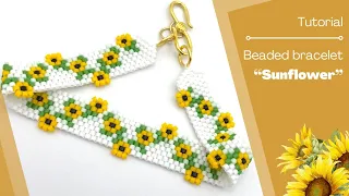 How to make peyote bracelet from beads "Sunflower" - tutorial video