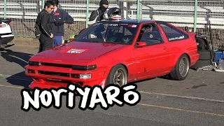 World's maddest AE86 drifter "Kaicho" Takahashi drift and crash at Tsukuba Circuit