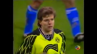 Copa UEFA 1994/1995: Borussia Dortmund 3-1 Deportivo La Coruña (06/12/1994). Narración en español.
