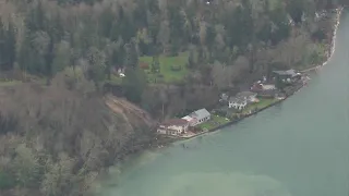 Aerials of landslide on Hood Canal