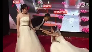 Groom's ex crashes wedding wearing a bridal gown and begs him to go back to her in China