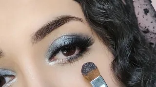 How to Apply Smokey Black Eyeshadow with Glitter (Easy Eye Makeup Tutorial for beginners)🖤