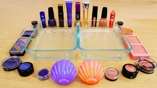 Purple vs Peach - Mixing Makeup Eyeshadow Into Slime! Special Series 98 Satisfying Slime Video