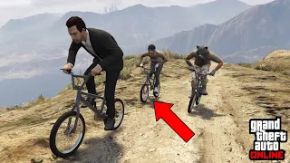 Climbing Mount Chiliad with only BMX bikes - GTA 5 funny moments!