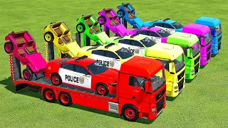 TRANSPORTING POLICE CARS & JEEP 4X4 WITH MAN TRUCKS!   Farming Simulator 22