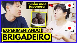 Minha mãe japonesa experimentando brigadeiro