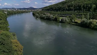 Relaxing Drone Flight along River Rhein between Germany and Switzerland #drone #switzerland #rhein