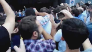 Leonardo Bonucci greeted by Milan fans outside Casa Milan