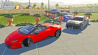 STOLEN LAMBORGINI AT MEGA MOTORS | POLICE CHASE | FARMING SIMULATOR 2019