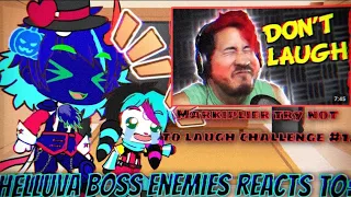 Helluva Boss enemies reacts to: Markiplier try not to laugh challenge #1 - Gacha Club reacts. 😈😂