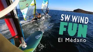 FUN freeride flat water session at TWS, El Médano, Tenerife, SW wind