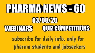 #Pharmacychannel #Pharmanews Pharmanews-60 | Webinars | Quiz competitions |