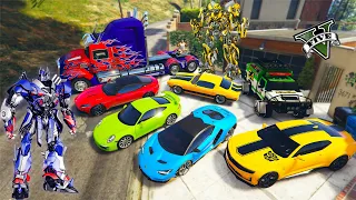GTA 5 - Stealing Transformers Luxury Cars with Franklin! (Real Life Cars #12)