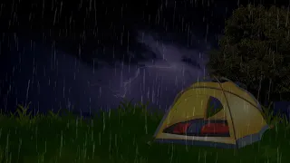 Solo camping in the RAIN STORM ASMR with thunder - WHITE NOISE camping adventure for sleeping