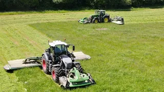 Fendt 728 and 6250r mowing