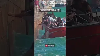 Huge surge waves nearly takes boat and people with it #shorts