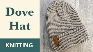 Chunky Knit Hat For Men || Ribbed Knit Hat on Circular Needles for Men || Dove Knit Hat