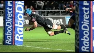 Justin Tipuric chips & collects for his second try  - Ospreys v Newport Gwent Dragons 25th Oct 2013