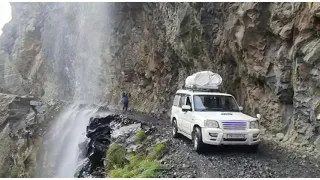 #killar Pangi waterfall, Scorpio off road king, world dangerous road sach pass