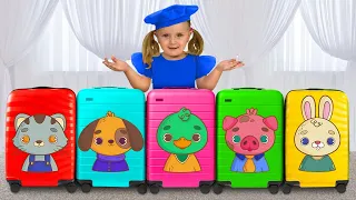 Sasha wants to travel! Rules of behaviour at the airport and colorful suitcase toys