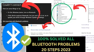 ✅20 Steps To Fix Bluetooth Not Working In Windows 10 /11 ||Bluetooth Not Showing In Device Manager?
