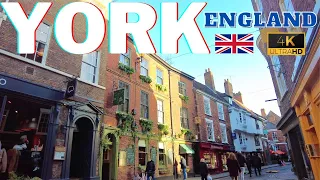 York Downtown 4K Walking Tour 2023 England City Walk Historic Old Town The Shambles York Minster UK