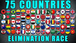 75 Countries Elimination Marble Race in Algodoo  Marble Race King